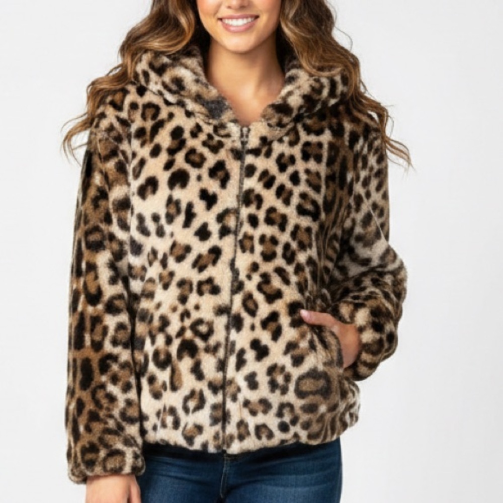 Me Jane Jacket Woman's Coat Faux Fur Zip Up Hood Size XL